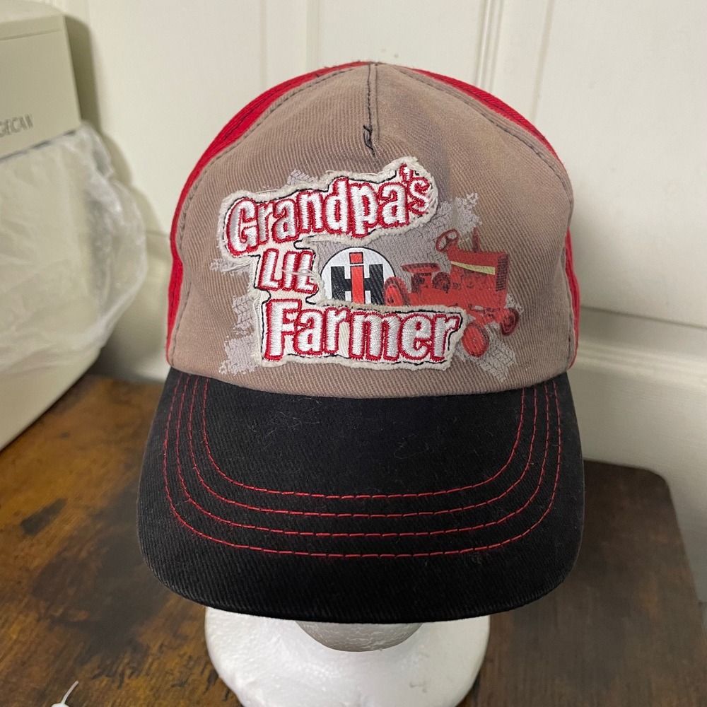 International Harvester Men Baseball Cap Cotton OSFM Grandpa Lil Farmer Red Hat